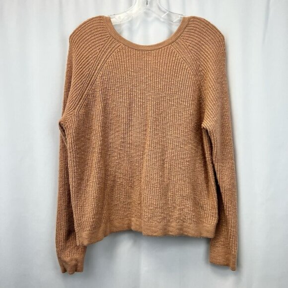 Aerie V-Back Pullover Sweater Women's M Spice Solid Long Sleeve Jewel Neck - Picture 1 of 9
